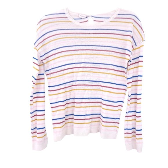 Kim's Threads Stripe Sweater Knit Medium Semisheet Cream Multicolor, Kidcore - Picture 1 of 3